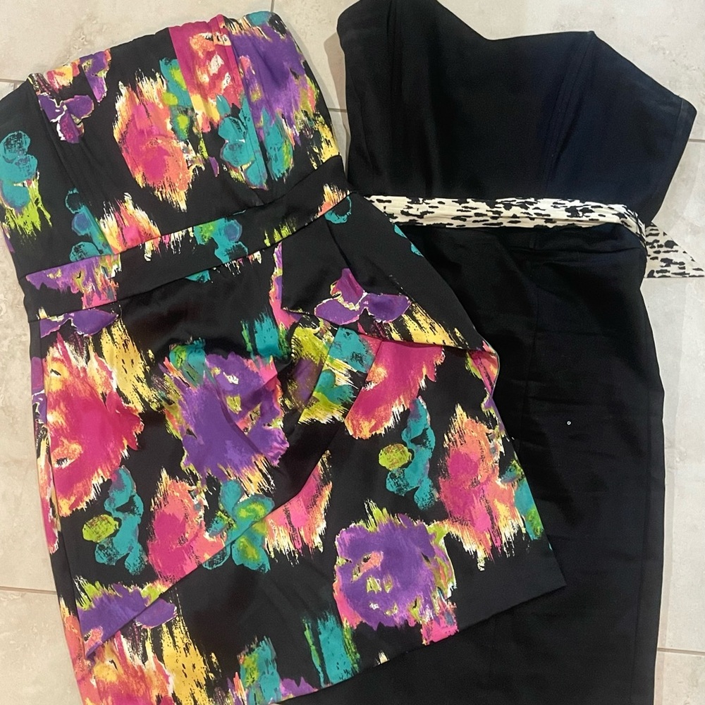Colorful Strapless Dress with Black Dress